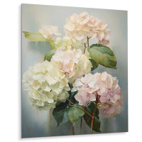 Ebern Designs White Pink Hydrangea Whispering Blooms - Hydrangea Metal Wall Art Prints