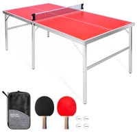 GoSports Foldable Indoor/Outdoor Table Tennis Table with Paddles and Balls (64mm Thick)