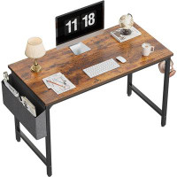 17 Stories 17 Storeys Study Computer Desk 40" Home Office Writing Small Desk, Modern Simple Style PC Table, Black Metal