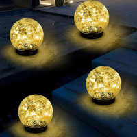c&g home Solar Globes Lights Outdoor Garden Decor Solar Balls For Garden Crackle Glass Solar Lights For Outdoor Decor De