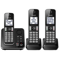 Panasonic 3-Handset DECT Cordless Phone with Answering System (KXTGD393B) - Black