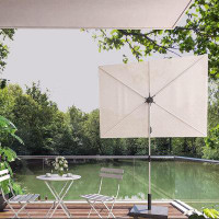 Arlmont & Co. 6x4 FT Polyester Steel Rectangular Flat Canopy Versatile Patio Shade with 360 Degree Rotating Knob