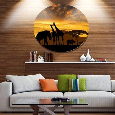 Design Art 'Giraffes and Elephant and Rhino' Photographic Print on Metal in Arts & Collectibles