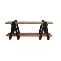 NAAV NAAV-324 Handcrafted Sawhorse Media Stand Authentic Canadian Made Rustic Pine Furniture