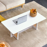 Bay Isle Home™ rectangular imitation rattan and solid wood coffee table