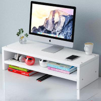 Latitude Run® Computer Monitor Heightening Frame Base Heightening Desk Table Top Storage Box Bracket