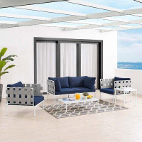 Modway Harmony 5-Piece Sunbrella Outdoor Patio Aluminum Furniture Set by Modway
