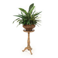 Distinctive Designs Greenery In Brown Fluted Bowl With Spiral Plant Stand