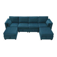 Latitude Run® Modular Sectional Sofa 6 Seat Reversible Sofa Bed with Storage Seats
