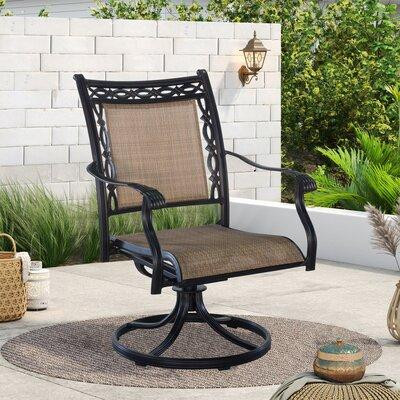 Canora Grey Kamas Swivel Patio Dining Armchair in Chairs & Recliners