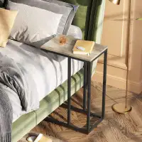 17 Stories Side Table, C Shaped End Table For Sofa And Bed, TV Tray Table With Metal Frame,Solid Wood For Couch, Living