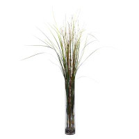 Charlton Home Grass and Bamboo Floor Plant in Decorative Vase