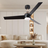 Ebern Designs 52 Inch Ceiling Fans With Lights Flush Mount,  Modern Ceiling Fan With Light And Remote Control - 3 Blades