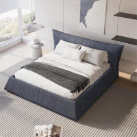 Latitude Run® Upholstered Platform Bed With Special Shaped Velvet  Headboard, Metal & Solid Wood Frame