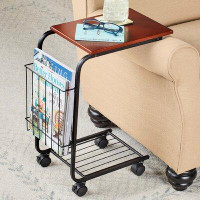 17 Stories Rolling Sofa Table W Magazine