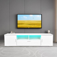 Ebern Designs Modern Tv Stand With Led Lights Entertainment Centre Tv Cabinet With Storage