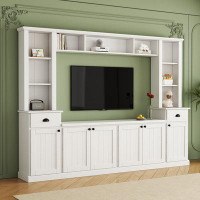 Red Barrel Studio ON-TREND Minimalist Entertainment Wall Unit Set With Bridge For Tvs Up To 75'', Ample Storage Space TV