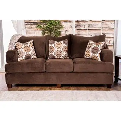 Darby Home Co Bonaparte 98" Chenille Recessed Arm Sofa with Reversible Cushions