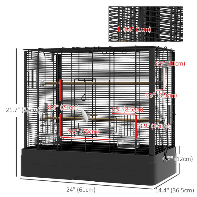 Bird Cage 24" x 14.4" x 21.7" Black in Accessories - Image 3