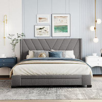 Latitude Run® Storage Bed Linen Upholstered Platform Bed with 3 Drawers