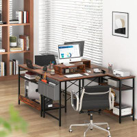17 Stories Versatile White L-Shaped Desk With Ample Storage And Convenient Features For Modern Office And Home Use