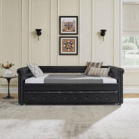 Farm on table Daybed with Trundle Upholstered Tufted Sofa Bed, with Button and Copper Nail