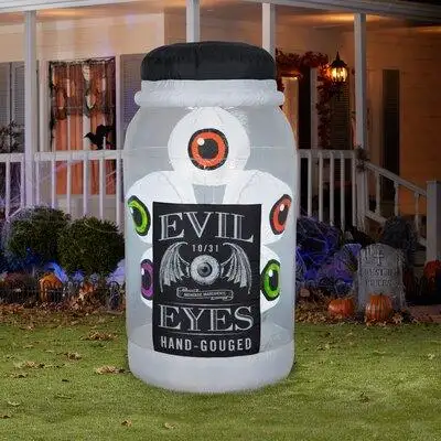 Gemmy Industries Airblown Inflatable Jar Of Evil Eyes With Flashing Lights