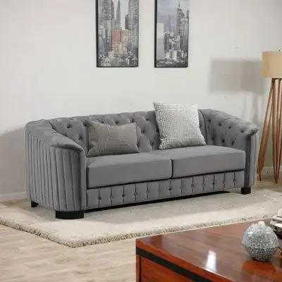 Everly Quinn Vici 82" Upholstered 3 Seater Sofa