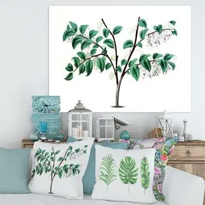 East Urban Home Vintage Green Leaves Plants I - Traditional Canvas Wall Art Print PT35464