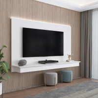 Wrought Studio Dymphia Floating Entertainment Center for TVs up to 65 inch, TV Wall Panel with LED Strip and Shelf