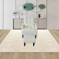Latitude Run® Glogau Boo Brand New Modern Design Living Room Cream White Recliner Soft Cozy Sofa Chair With Ottoman