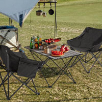Arlmont & Co. [2 FOLDABLE CAMPING CHAIR+PICNIC TABLE]3 Pcs Outdoor Portable Chairs & Table Set