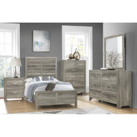 Loon Peak Transitional Aesthetic Weathered Grey Finish Chest With Drawers Storage Wood Veneer Rusticated Style Bedroom F