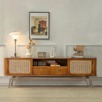 STAR BANNER Modern simple solid wood with drawer TV cabinet living room retro multi-functional TV cabinet