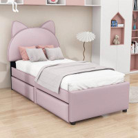 Zoomie Kids 2 Drawers Upholstered Platform Bed with Headboard