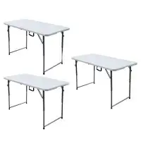 Plastic Development Group Plastic Development Group 4 Ft Long Fold in Half Banquet Folding Table, (3 Pack)