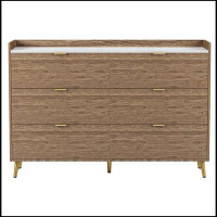 MR 55" Long 6 Drawer Dresser with Marbling Worktop, Mordern Storage Cabinet