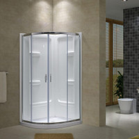 3 In 1 Combo - 38x38 in. Clear Glass Neo Round Sliding Shower Door with Chrome Hardware, Base  JBQ