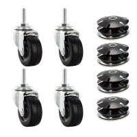 Outwater 2" Round Metal Double Star Caster Insert | 5/16-18 Threaded Stem | 2" Wheel Diameter Industrial Casters | 4 Wit