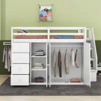 Harriet Bee Javontae Kids Full Loft Bed with Drawers