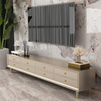 LORENZO Modern light luxury TV cabinet living room Nordic simple solid wood TV cabinet.