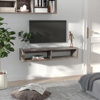 Gracie Oaks Homcom Wall Mounted Tv Stand, Floating Media Console Shelf, Dark Grey For Living Room Or Home Office