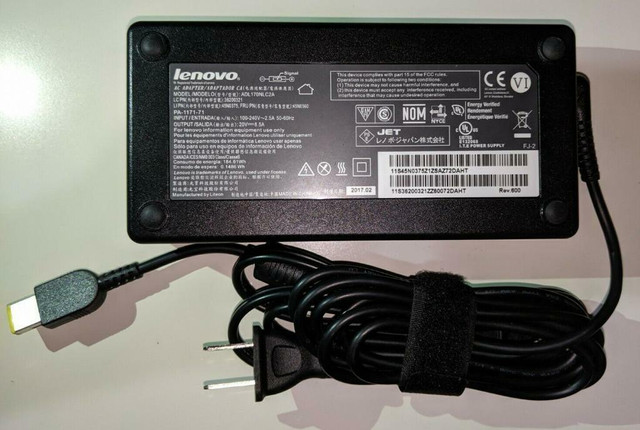 Genuine 170W Charger Square Flat Slim Tip for Lenovo W540 W541 P50 P51 P52 P53 P70 P71 P73 T540P AC Adapter 20V 8.5A in System Components in Ontario - Image 2