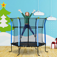 63 KIDS TRAMPOLINE MINI INDOOR/OUTDOOR BOUNCER JUMPER WITH ENCLOSURE NET ELASTIC THICK PADDED POLE GIFT FOR CHILD TODDL