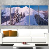 Made in Canada - Design Art Frosty Winter Carpathians View 5 Piece Wall Art on Wrapped Canvas Set