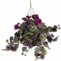 Winston Porter 18" Hanging Silk Morning Glory Artificial Flowering Plant in Basket