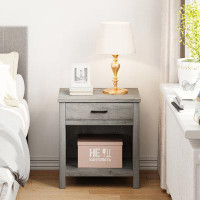 Gracie Oaks Farmhouse Square Nightstand, Bedside Table End Table For Bedroom Nursery Living Room, End Table With Storage