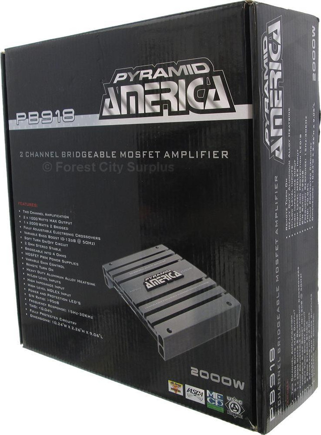 Pyramid America® PB918 2 Channel Car Audio Amplifiers dans Audio et GPS - Image 3