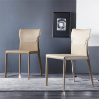Everly Quinn 31.5" White Solid Back Upholstered Side Chair(Set of 2)