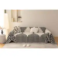 Bungalow Rose Durable Boho Sofa Covers Black Semicircle Geometric Jacquard Couch Cover For Dog Pet Couch Protector For 3